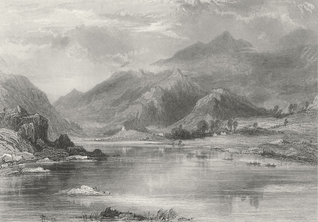 WALES. Llanberis. Thorne lake 1860 old antique vintage print picture